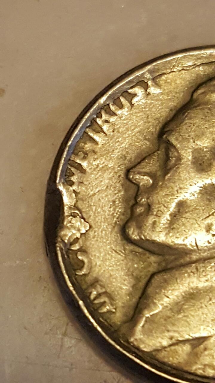 1964?-Jefferson-Nickel-With-Very-Strange-Defects/Damage?