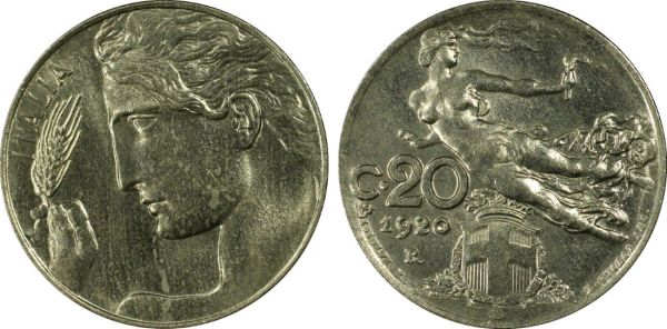 Completed:-Italy-20-Centesimo-Set---Flying-Liberty---KM#44