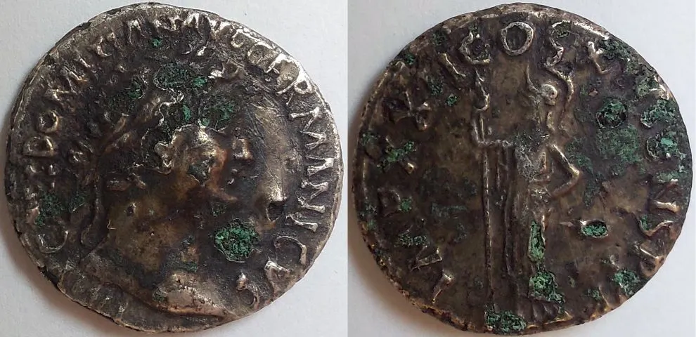 Domitian-Fourree-Denarius,-Mule