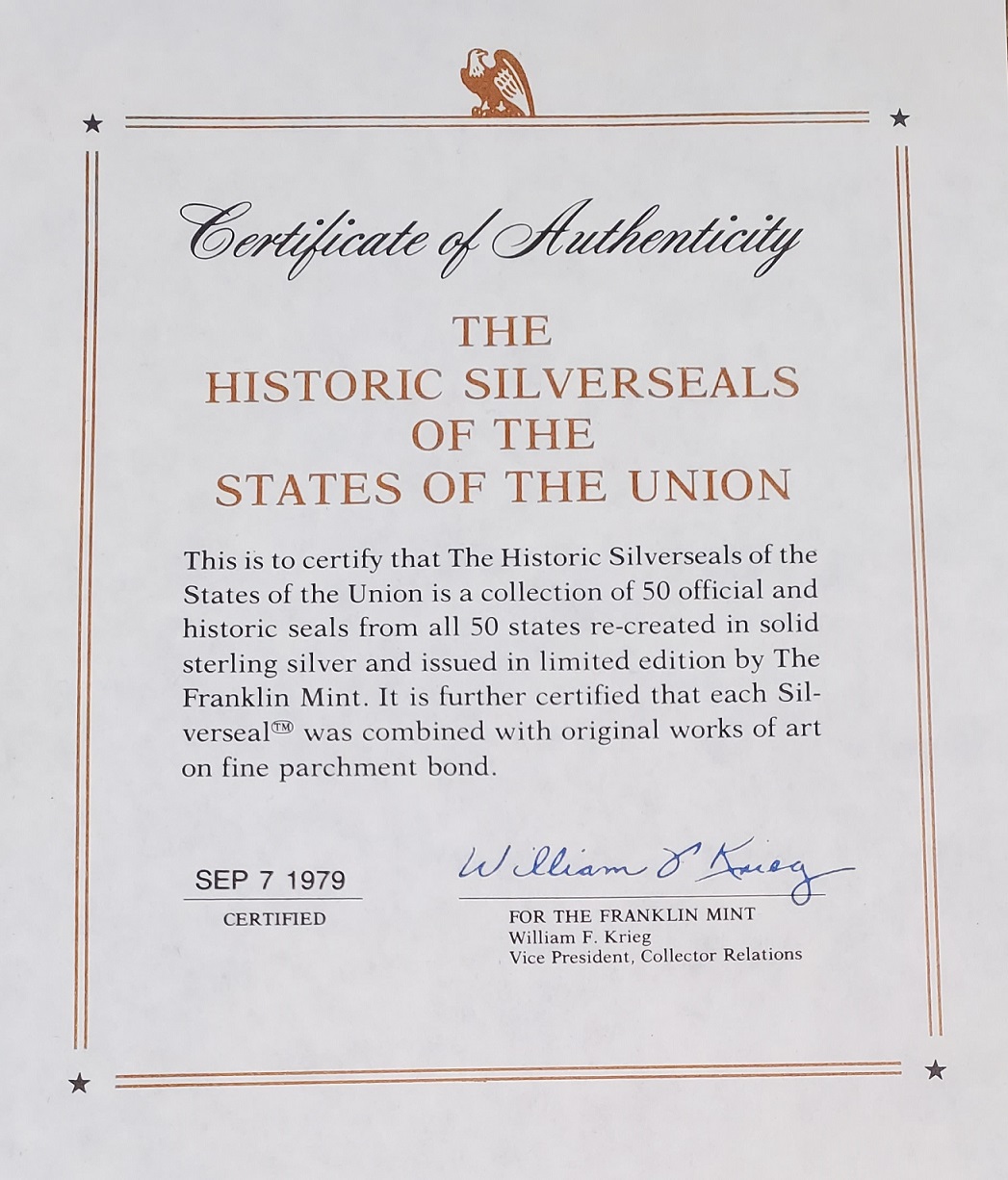 Franklin-Mint-Historic-Silverseals-Of-The-States-Of-The-Union