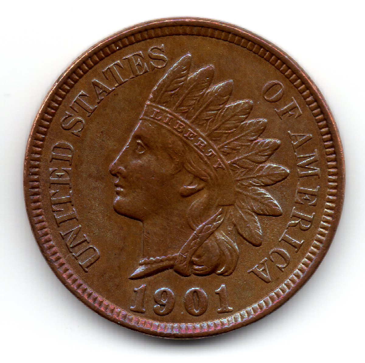 1901-Indian-Head-Cent-With-Questionable-Colors-?-Oily-Surface