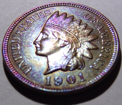 1901-Indian-Head-Cent-With-Questionable-Colors-?-Oily-Surface