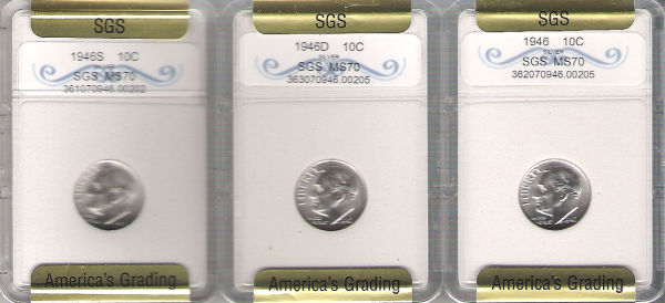1946-Roosevelt-Dimes-MS-70-PDS-Mints