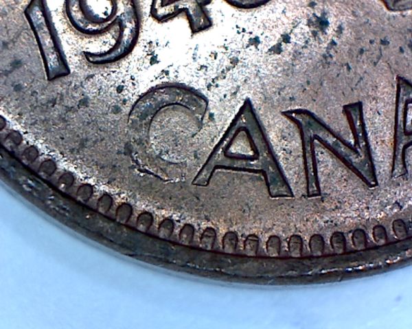 Canada-1943-Cent-Filled-Die?-Wierd-Ear