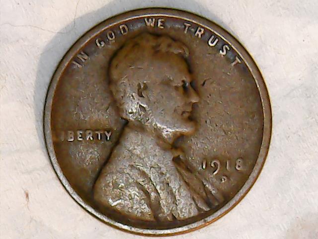 1918-D-Penny,-Weak-Strike-And-Damage