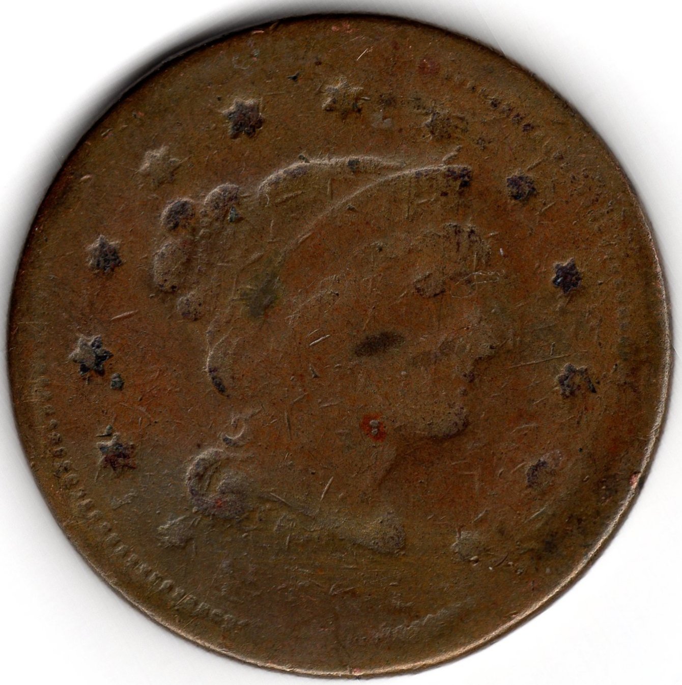 1848?-Braided-Hair-Large-Cent-Brockage--And-Rotated-Die