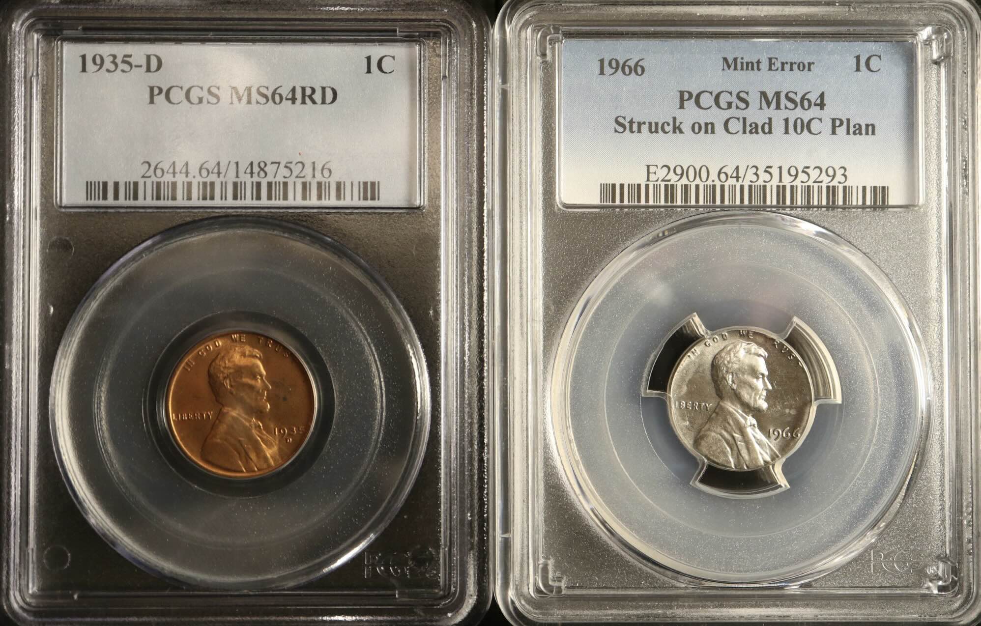1966-Lincoln-Memorial-Cent,-Struck-On-10c-Clad-Planchet