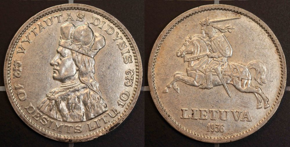Lithuanian-1936-10-Litu-Doubled-Dies.