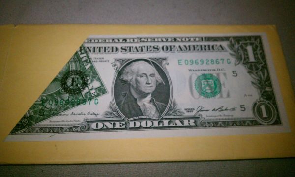 Severely-Misprinted-Fold-Over-$1-Bill,-Uncirculated