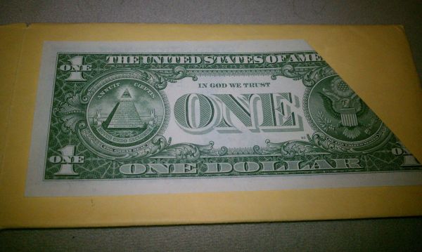 Severely-Misprinted-Fold-Over-$1-Bill,-Uncirculated