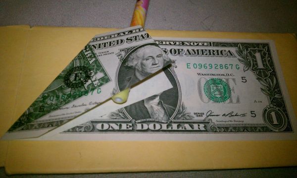 Severely-Misprinted-Fold-Over-$1-Bill,-Uncirculated