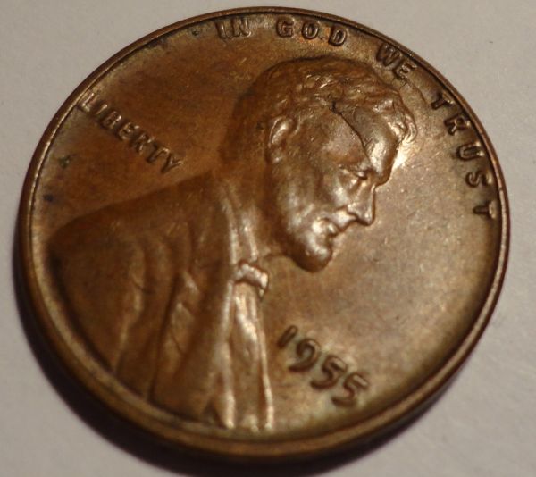 1955-Lincoln-Cent--Lamination-Problems/Cracks?-On-Head