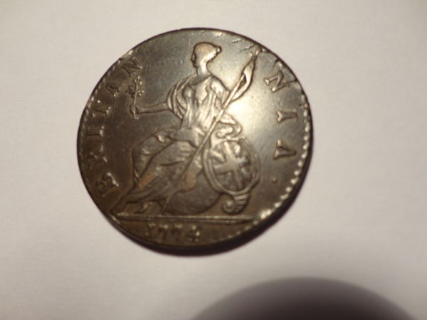 Counterfeit-1774-British-1/2-Penny?