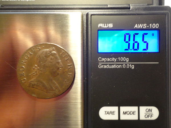 Counterfeit-1774-British-1/2-Penny?