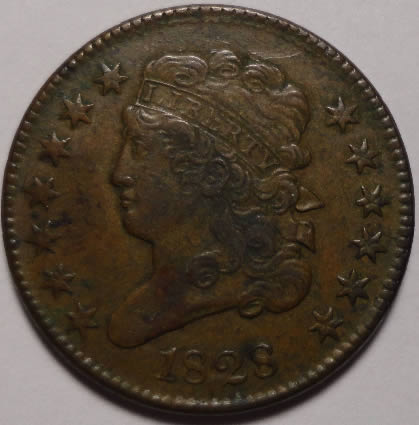 1828-Half-Cent-13-Stars