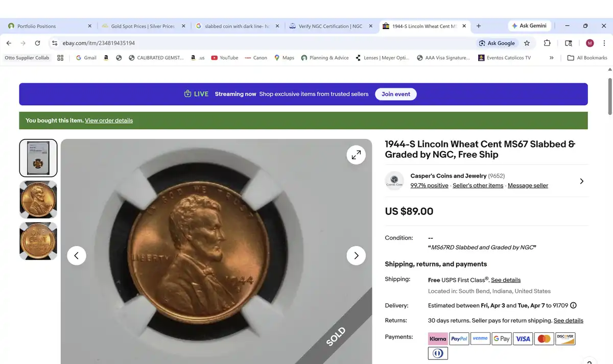 Mark-On/Inside-Slab:-1944-S-Lincoln-Penny-NGC-MS-67