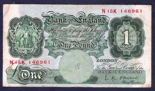 Green-British--Post-World-War-1-Pound-Notes