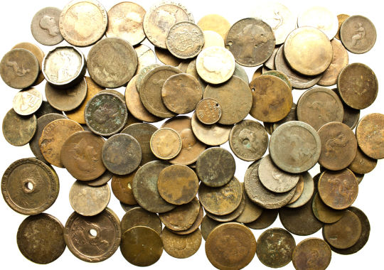 Huge-Lot-Of-Early-Milled-Copper-Coins