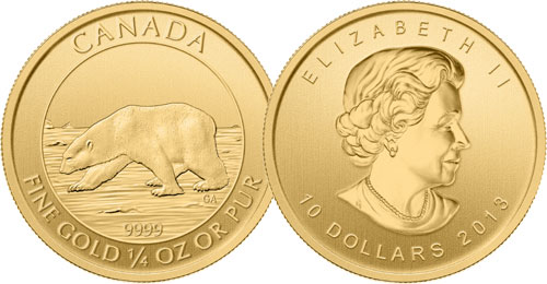 2013-1/4-Oz-Gold-Polar-Bear-$10-Coin-.9999-Fine