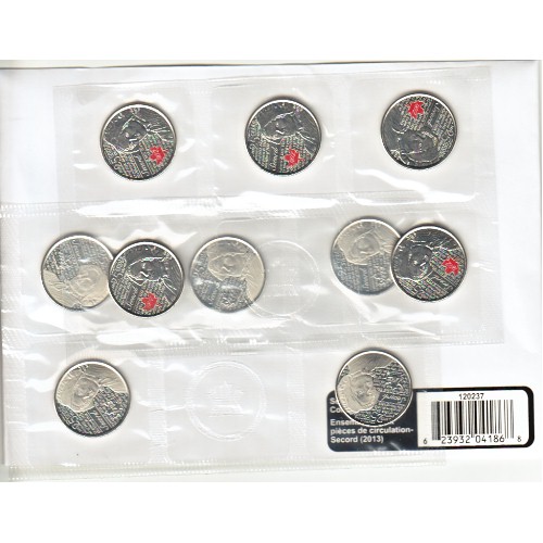 2013-Laura-Secord-25-Cent-Circulation-10-Pack-Set