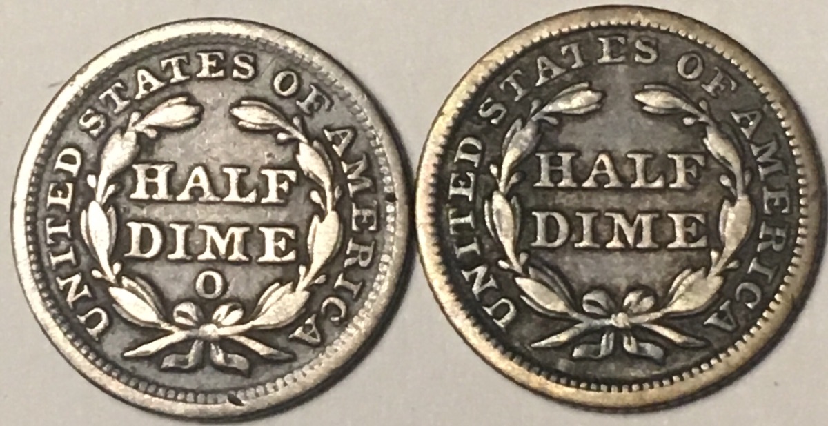 Pair-Of-Seated-Half-Dimes-For-Grading.