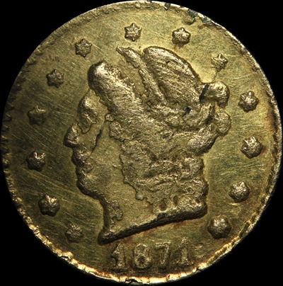 1871-1/4-Dollar-California-Gold