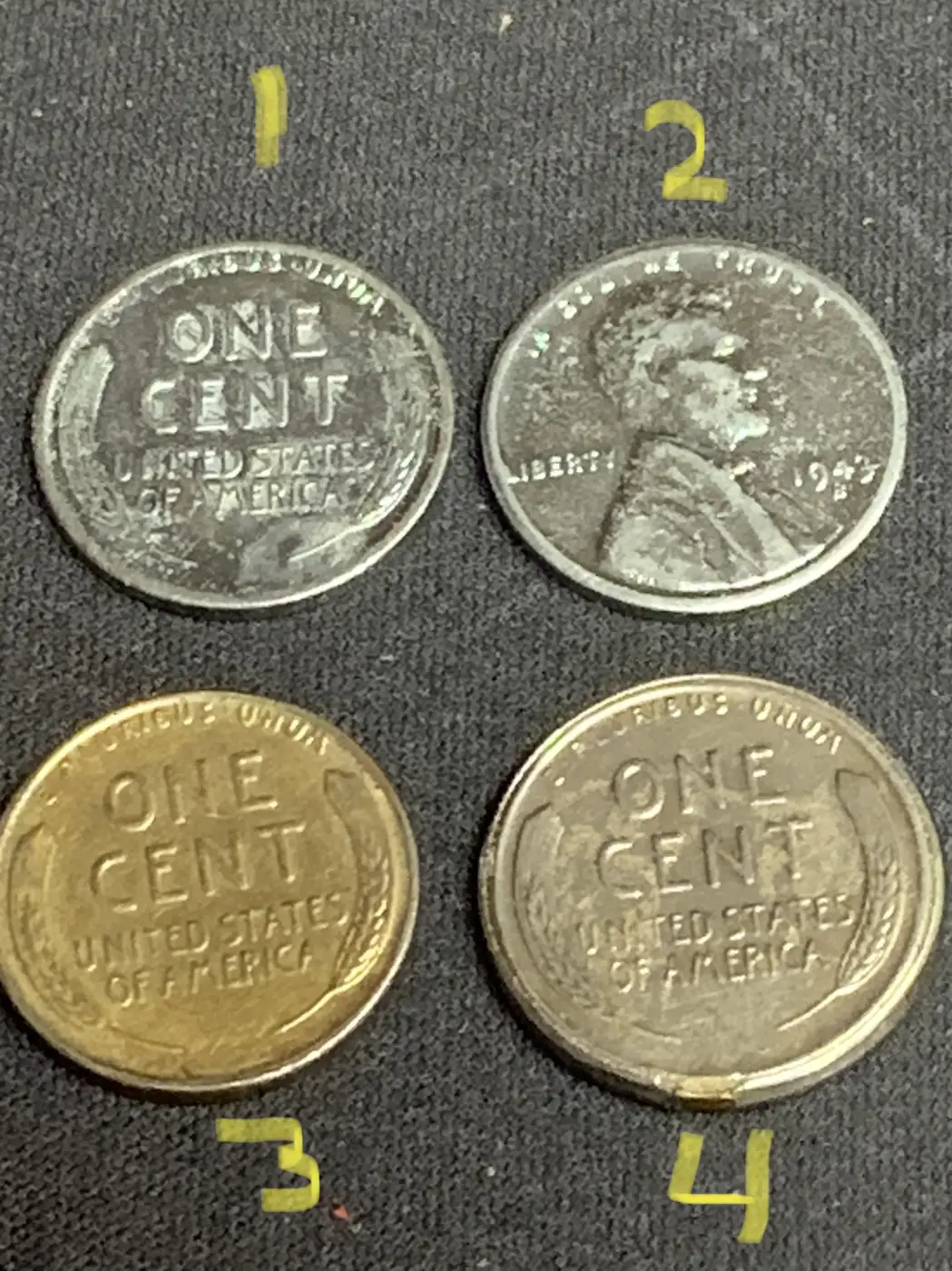 Help-On-A-Couple-Odd-Pennies-From-A-Collection?-1943-P,-1943-S,-1946-P,-And-1957-P-Cents