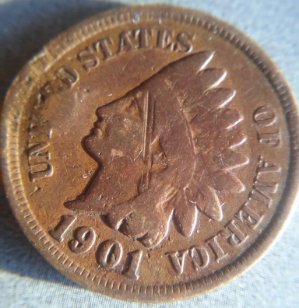 1901-Indian-Head-Penny..error-Or-Damage?
