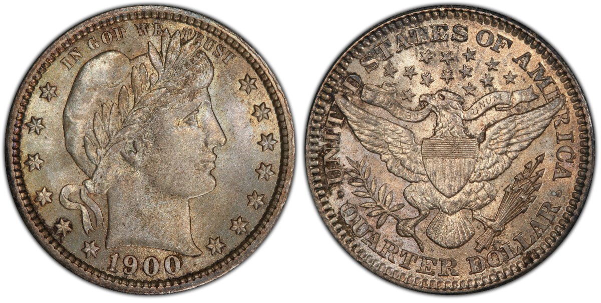 1900-P-Barber-Quarter.-Type-II-OBV-Type-II-REV--Die-Void