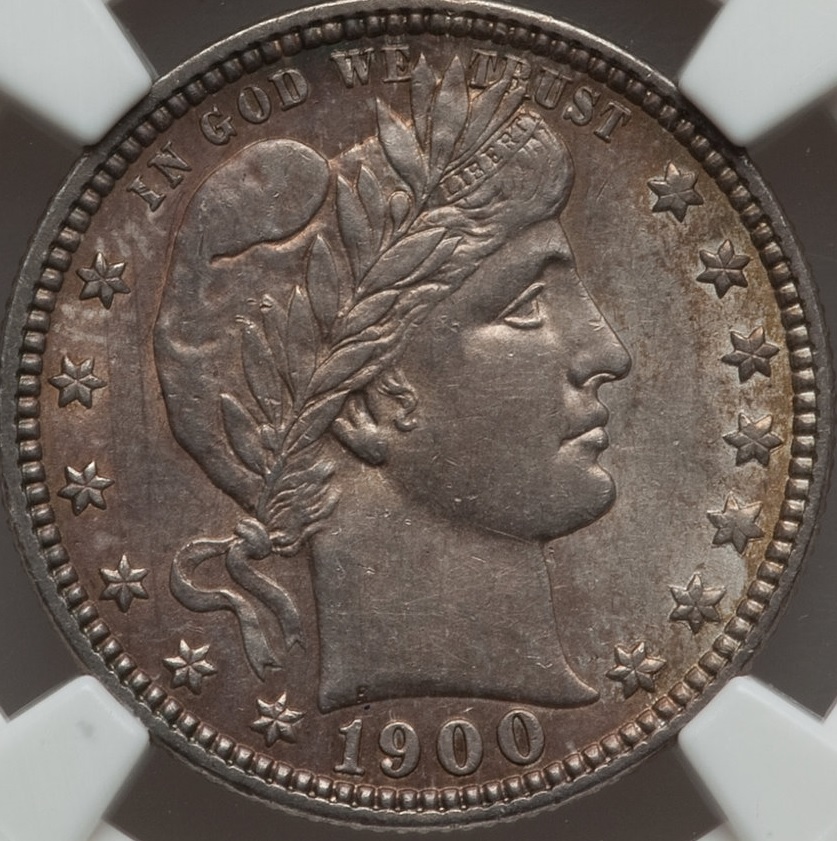 1900-Barber-Quarter-Broken-O-Obverse-Paired-On-Both-Type-II-And-III-Reverse