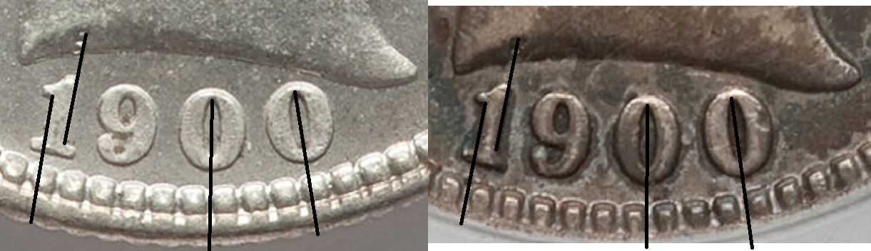 1900-Barber-Quarter-Broken-O-Obverse-Paired-On-Both-Type-II-And-III-Reverse