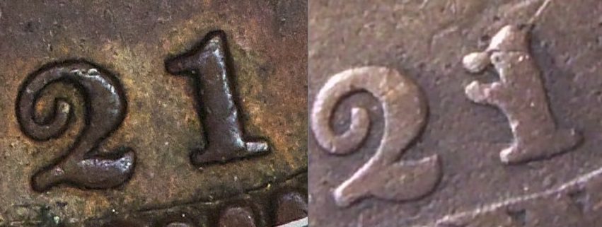 1821-Coronet-Cent---1/1-Overdate?