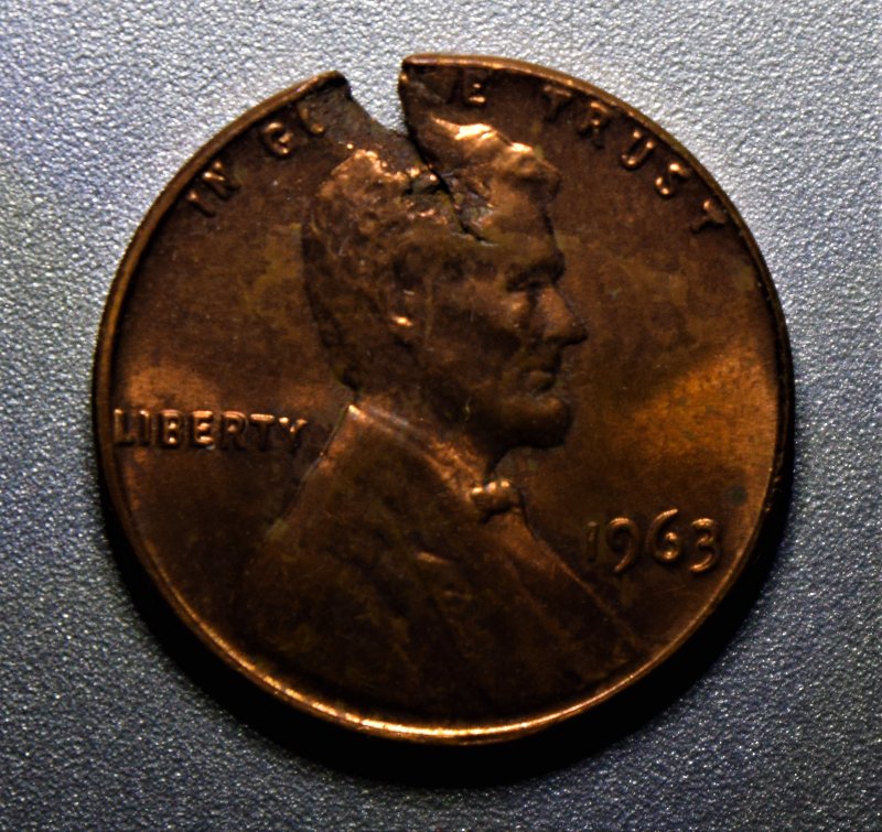 1963-Copper-Cent,-Struck-On-A-Defective-Planchet