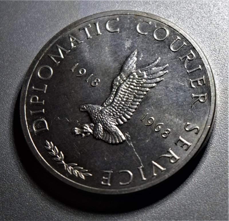 Extremely-Rare-Silver-Diplomatic-Courier-Medal.-Strike-Thru-String