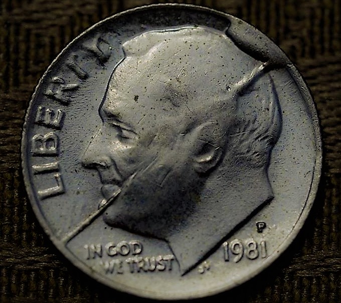 1981-P-Roosevelt-Dime---Split-Die-And-Obverse-Cud