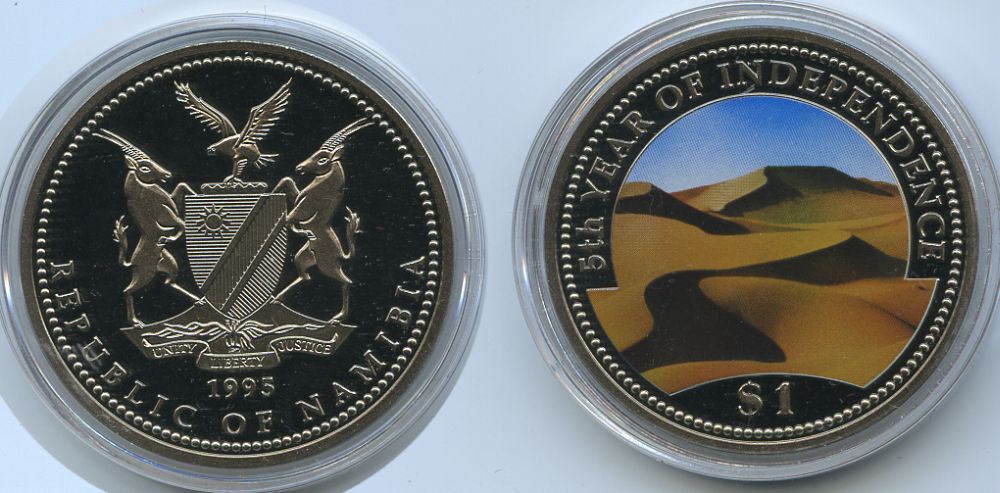 1995-Namibia-$1-Color-Coin