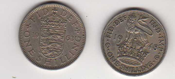 Pair-Of-English-Shillings-1963-And-1948