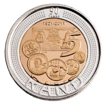South-Africa-2011-90th-Sarb-Anniversary-Bi-Metallic-R5-Coin