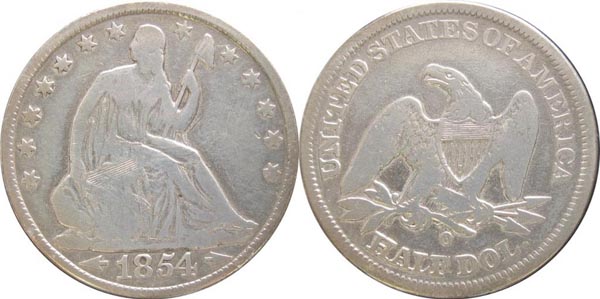 1854-O-Liberty-Seated-Half-Dollar-For-Type-Set
