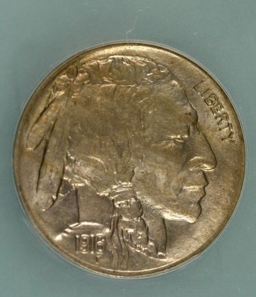 1916-Buffalo-Nickel,-Slabbed