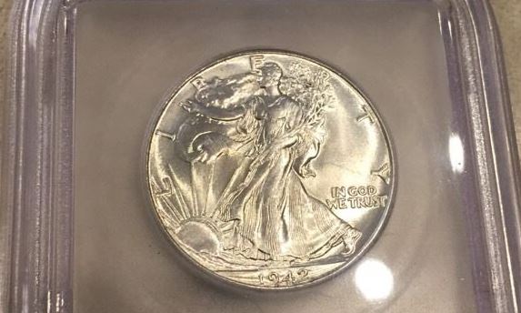 1942-Walking-Liberty-Half,-Slabbed