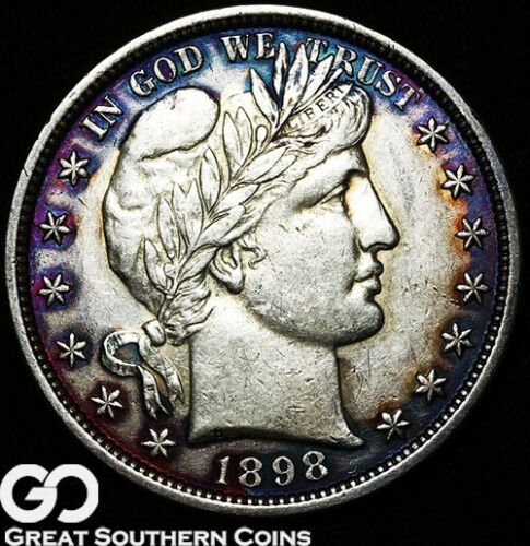 1898-Barber-Half,-Unslabbed,-Toning