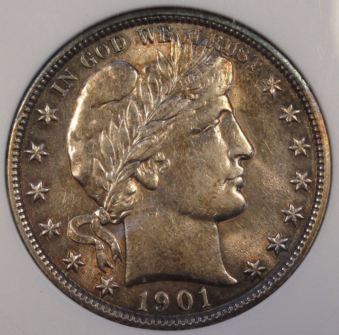Guess-Grade,-1901-Barber-Half,-ANACS-Slab,-Toned