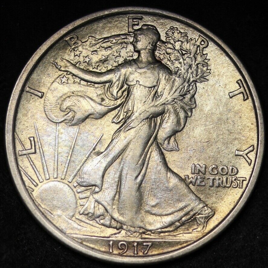 1917-Walking-Liberty-Half,-Unslabbed.-Cleaned?