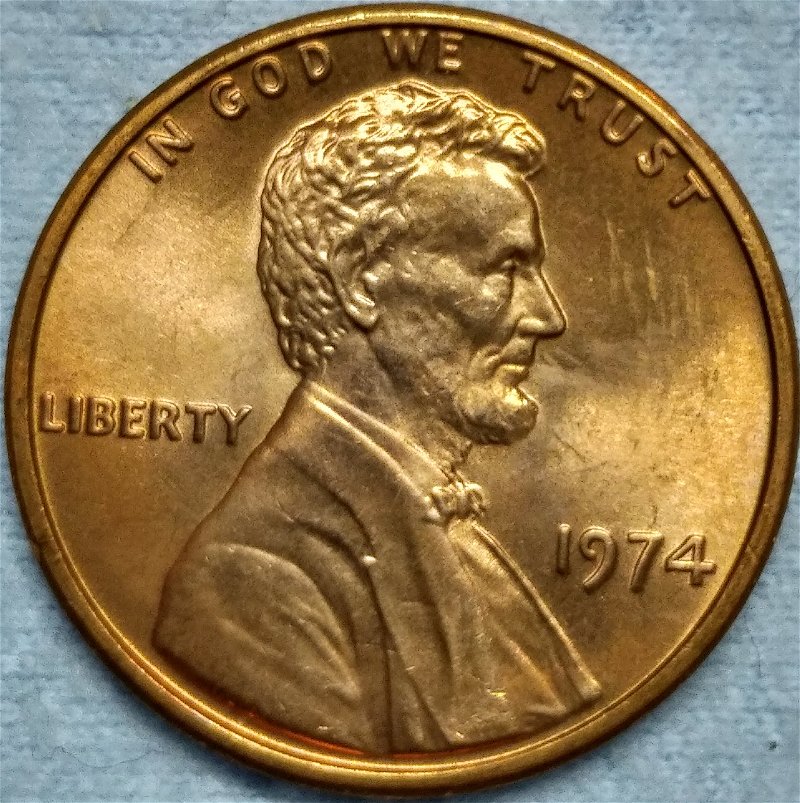 Uncirculated-1974-Lincoln-Cent-With-Scratchs-From-Philadelphia-Mint