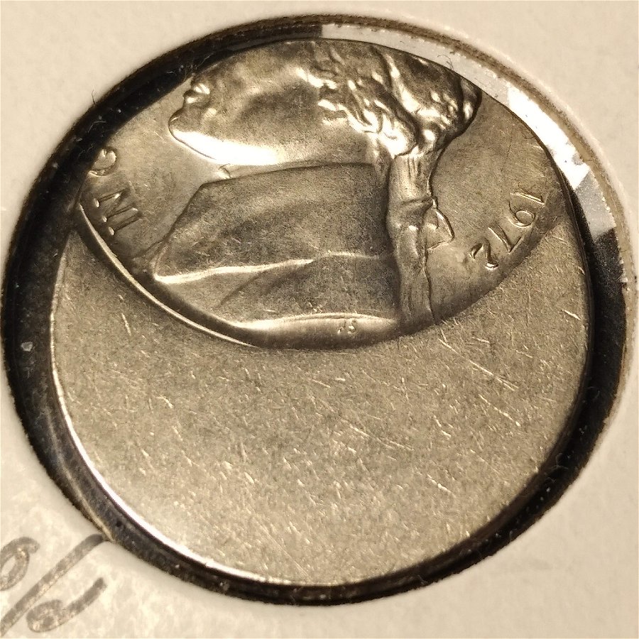 1972-Jefferson-Nickel---Struck-50%-Off-Center---Grade?-Value?-Full-Steps?