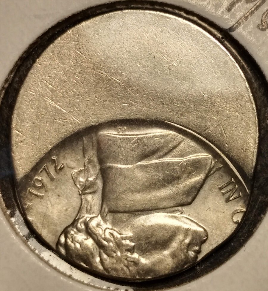 1972-Jefferson-Nickel---Struck-50%-Off-Center---Grade?-Value?-Full-Steps?