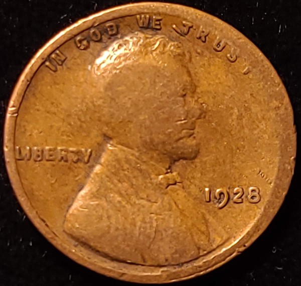 1928-Lincoln-Wheat-Cent-Clamshell-/-Planchet-/-Lamination-Error?