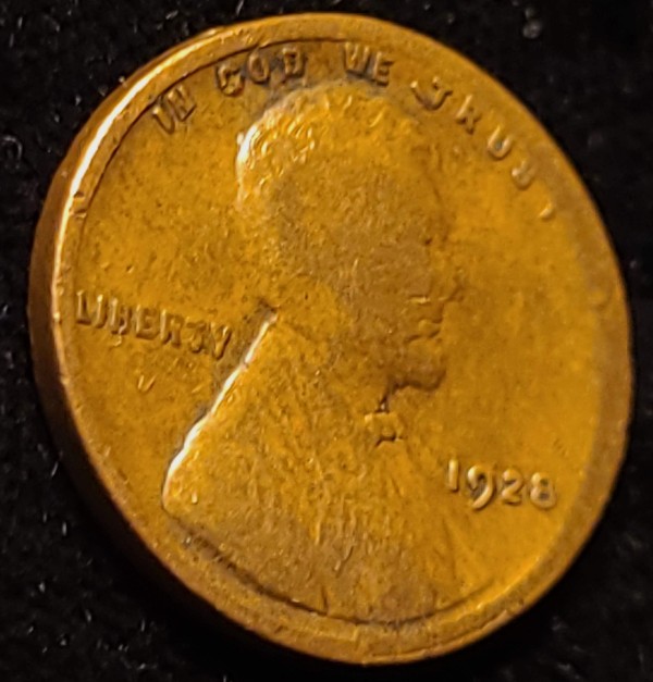 1928-Lincoln-Wheat-Cent-Clamshell-/-Planchet-/-Lamination-Error?