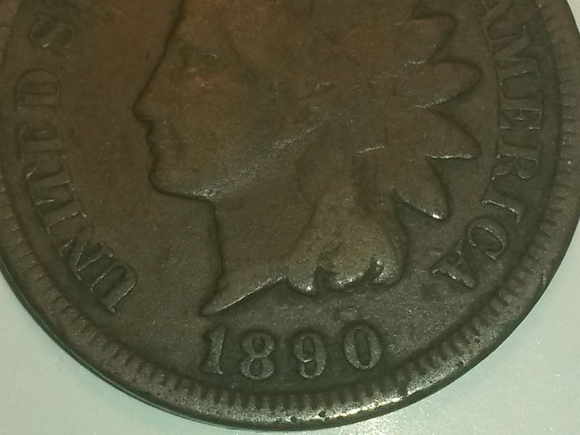 1890-Indian-Head-Cent-Heavily-Worn,-Trying-To-Grade
